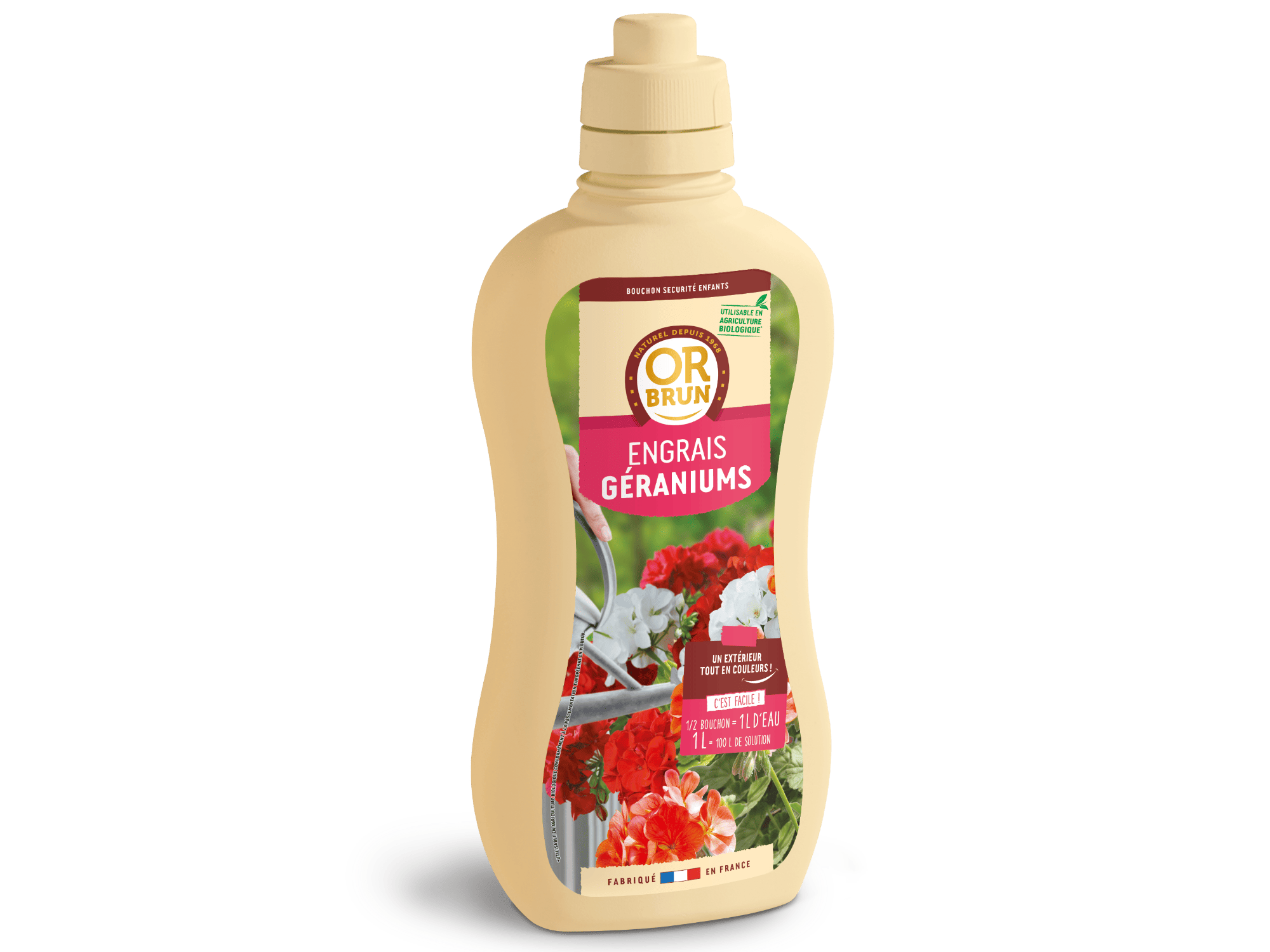 Engrais liquide géraniums or brun