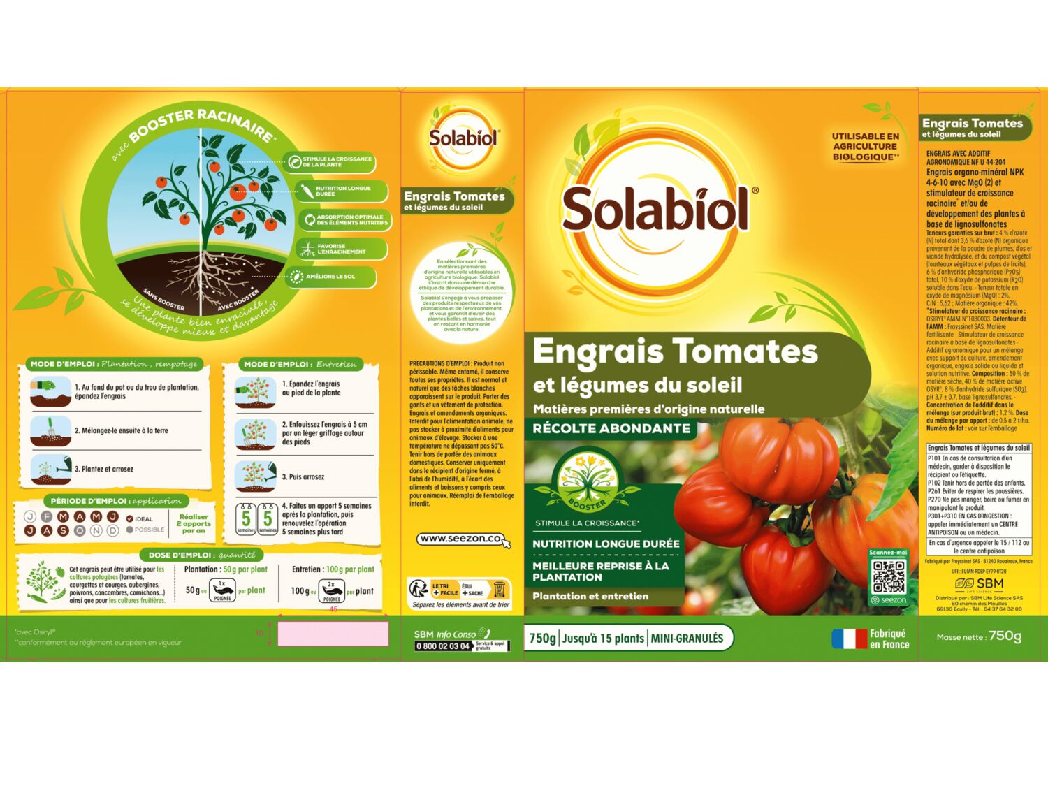 Etiquette engrais tomates Solabiol