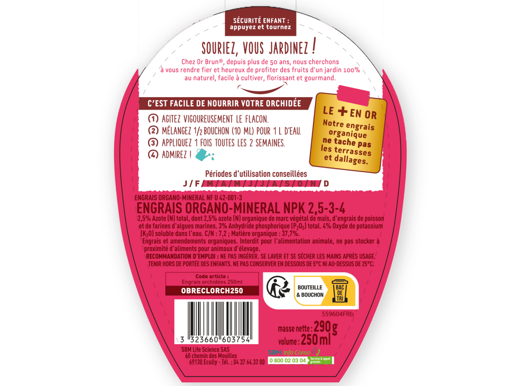 Engrais liquide orchidées or brun