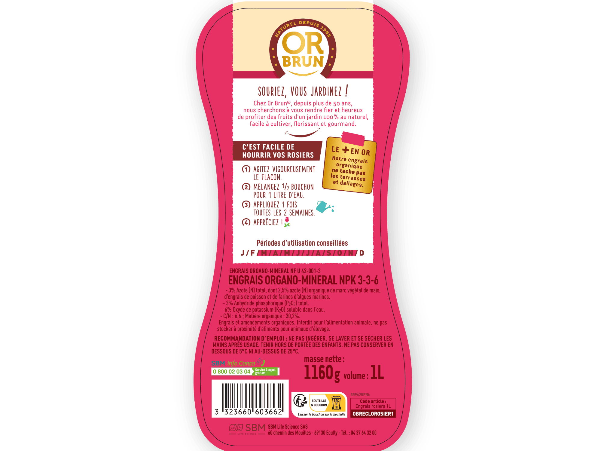 Engrais liquide rosier or brun