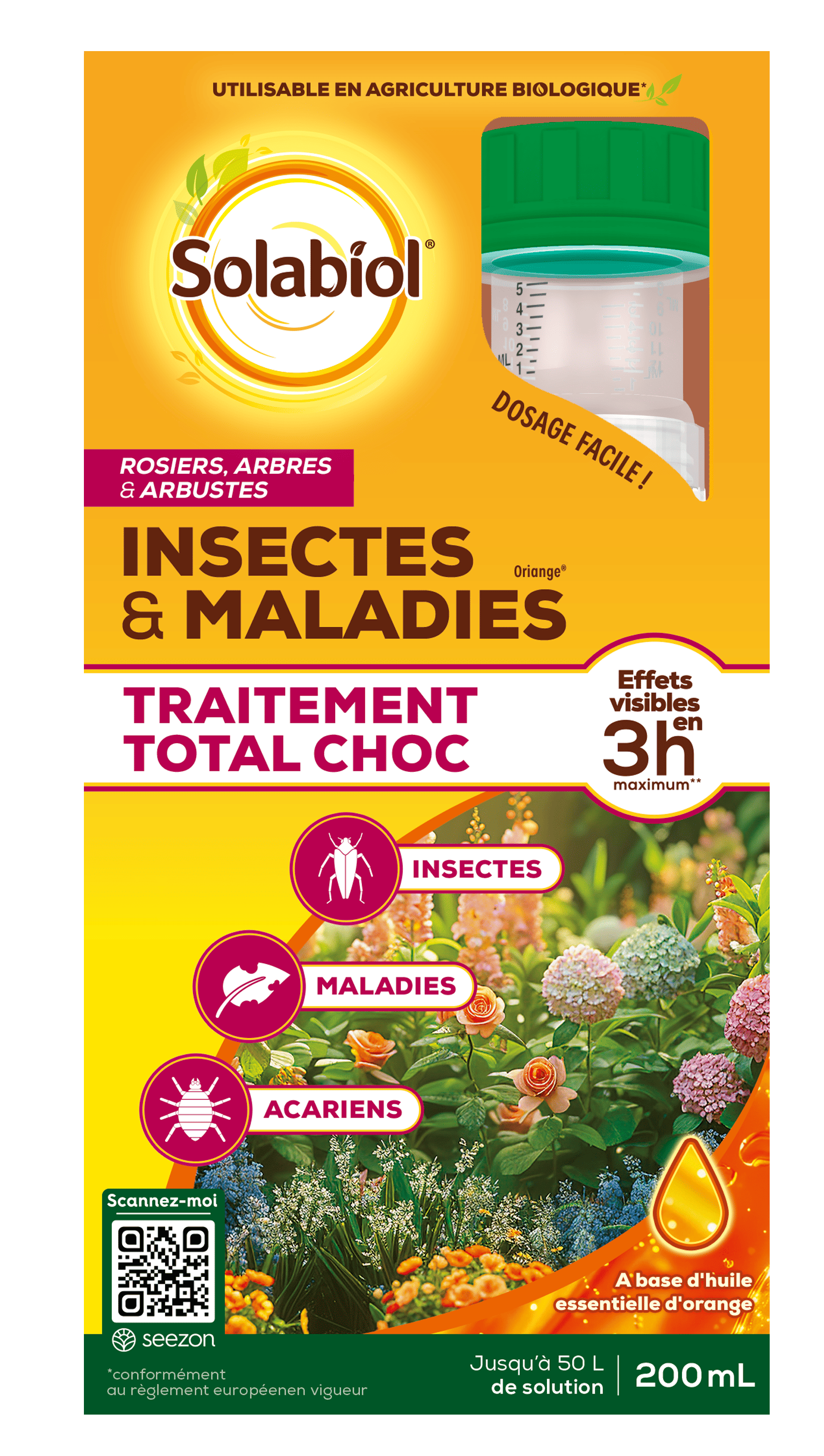Traitement choc insectes et maladies fleurs ornementale Solabiol