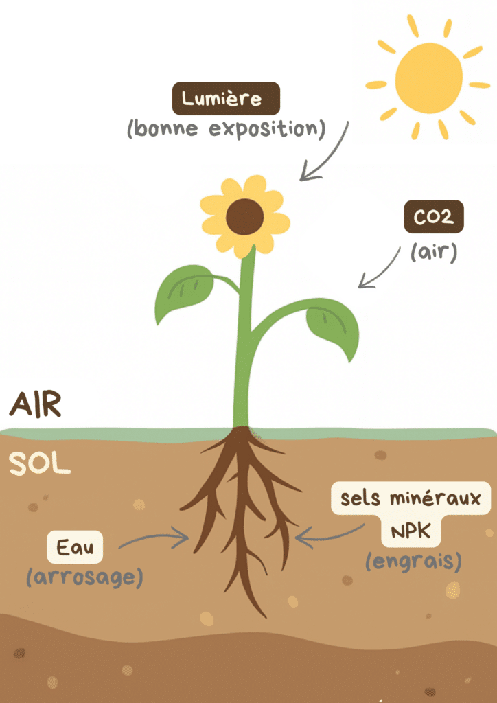 schéma des sources d'énergie d’une plante